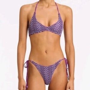 TRIANGL Purple Patterned Bikini Set